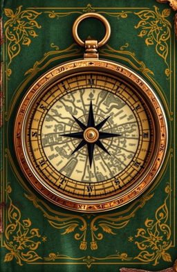 An antique style image featuring a green background with intricate gold details, giving it the appearance of an old sailor's logbook