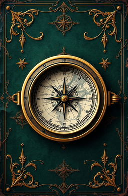 An antique style image featuring a green background with intricate gold details, giving it the appearance of an old sailor's logbook