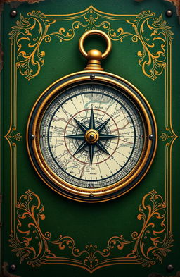 An antique style image featuring a green background with intricate gold details, giving it the appearance of an old sailor's logbook