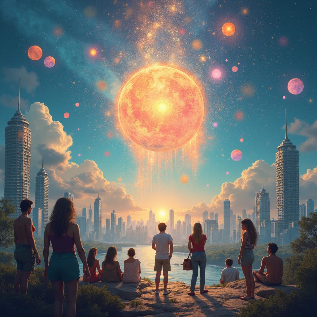 A thought-provoking scene that illustrates the concept of breaking free from the constraints of currency and societal control, depicting a vibrant digital landscape where individuals are liberated from monetary systems