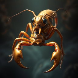 An imaginative and fantastical creature that combines characteristics of a scorpion, a beetle, and an ant