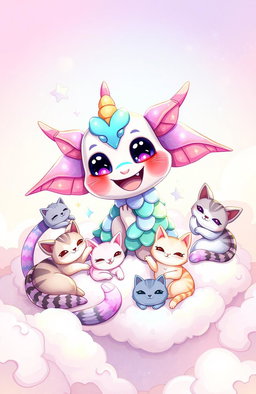 A whimsical illustration of a magical creature called Sauribalic, featuring striking, colorful scales and an imaginative, playful design