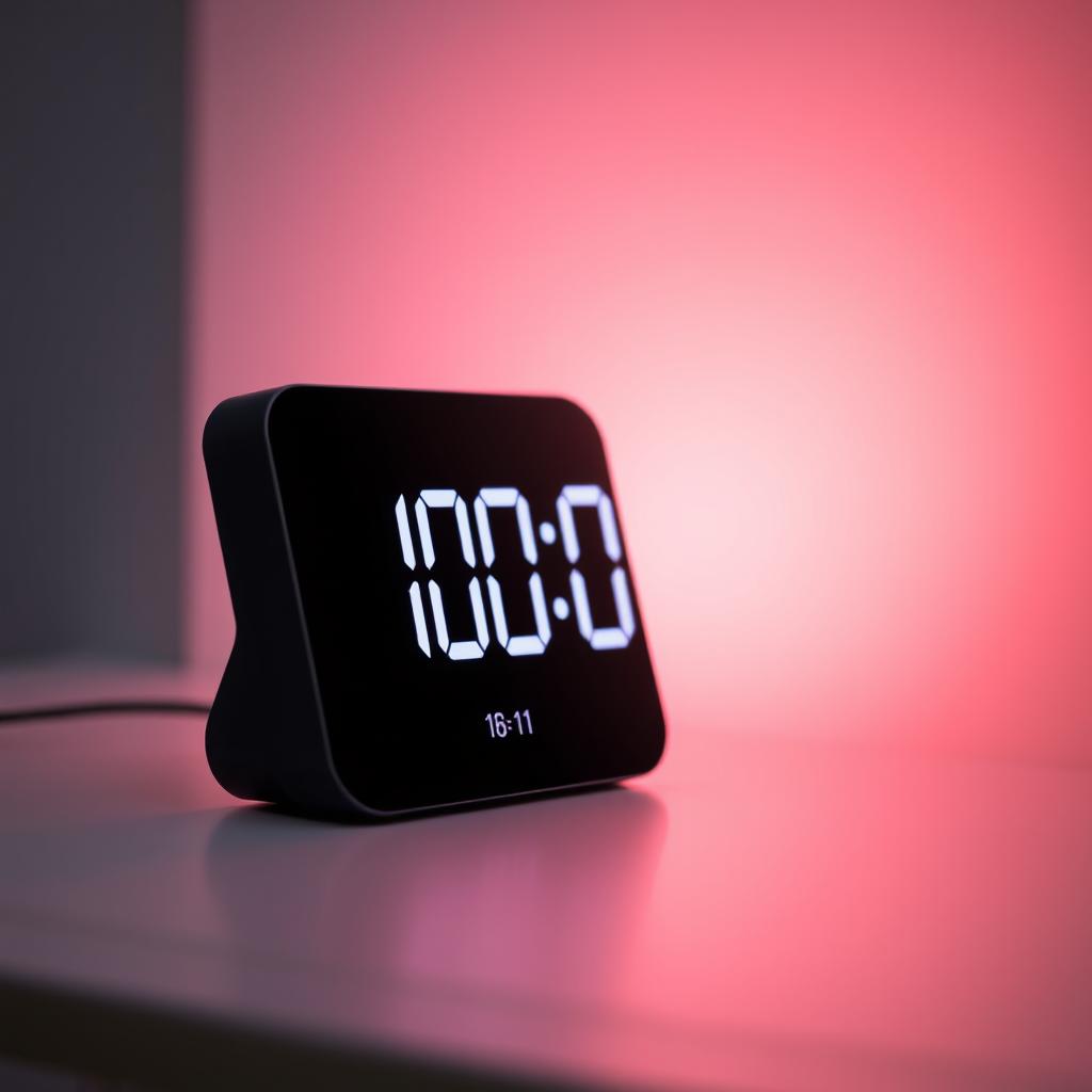 A digital clock displaying the time 10:00:00 in a sleek, modern design