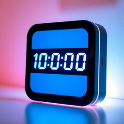 A digital clock displaying the time 10:00:00 in a sleek, modern design