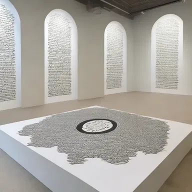 The artist created a thought-provoking installation featuring symbols of al-Itihaad al-Islamiya, challenging societal perceptions of extremism and religion.