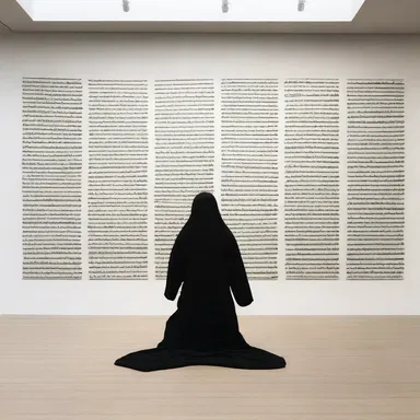 The artist created a thought-provoking installation featuring symbols of al-Itihaad al-Islamiya, challenging societal perceptions of extremism and religion.