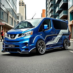 A modified Nissan NV200 van with a dramatic wide body kit, showcasing an aggressive stance