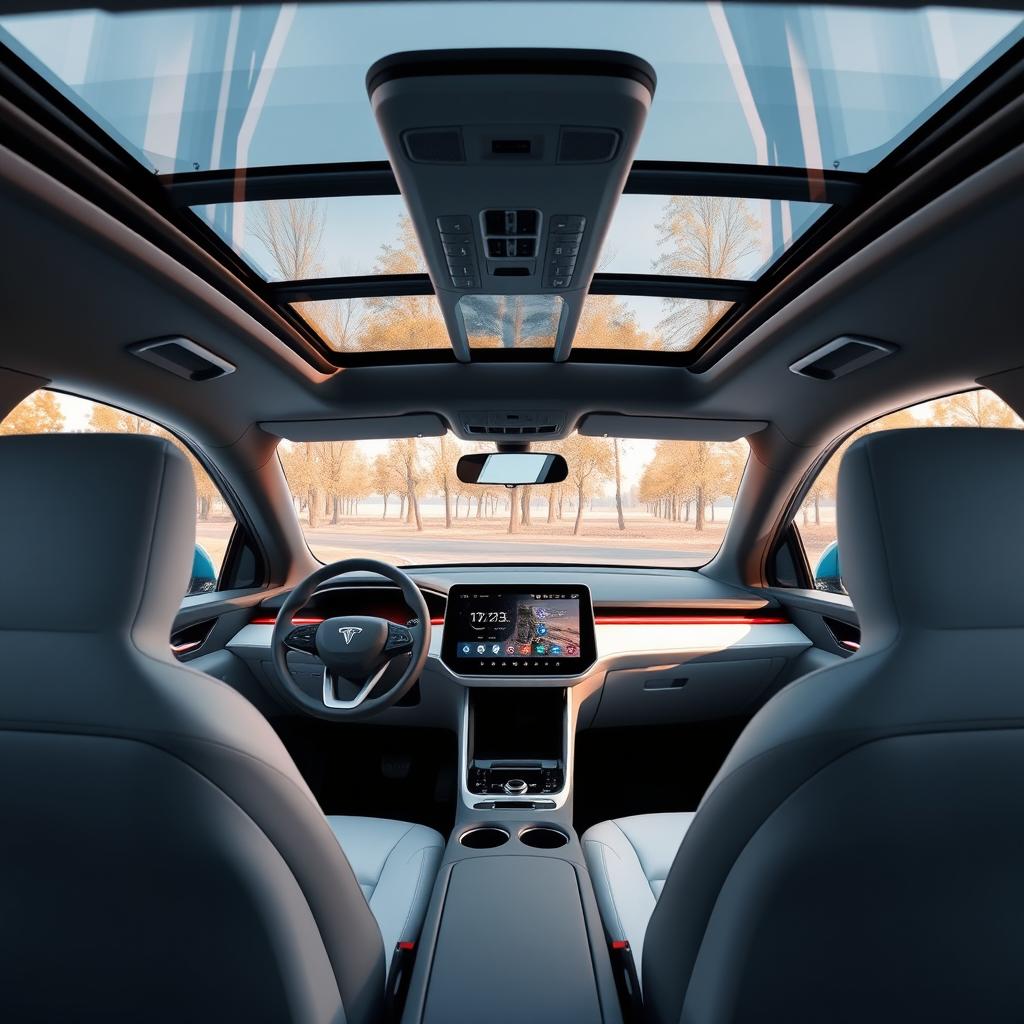 The interior of an electric vehicle branded 'EVOLVE', showcasing a modern and innovative design