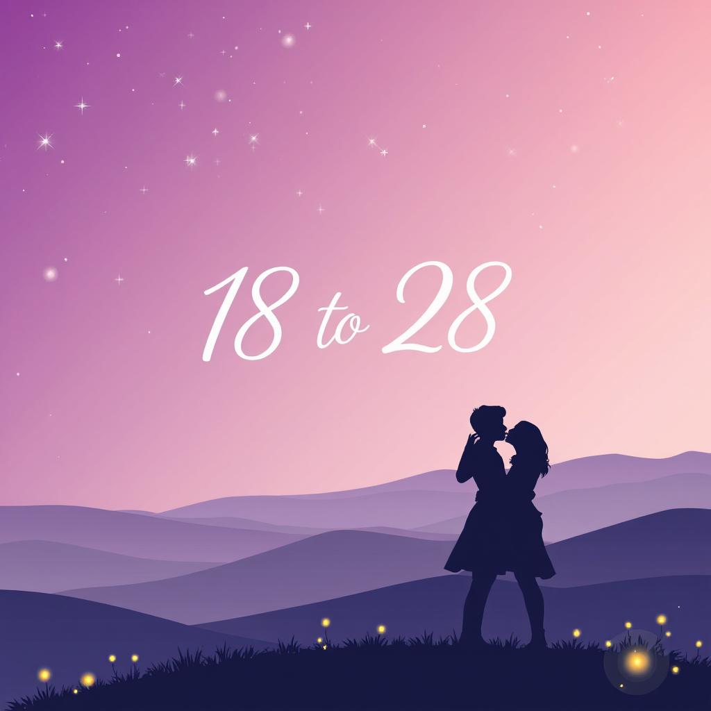 A gradient background featuring light purple, soft pink, and light blue, resembling a romantic twilight sky filled with twinkling stars
