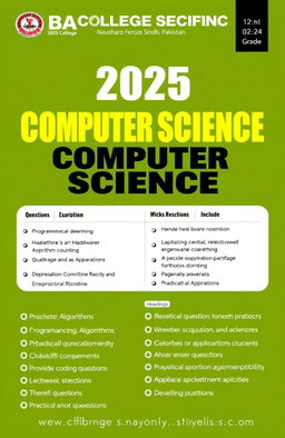 A computer science practical exam paper designed for the year 2025 for 12th grade students, specifically tailored for IBA College Nausharo Feroze, Sindh, Pakistan