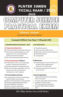 A computer science practical exam paper designed for the year 2025 for 12th grade students, specifically tailored for IBA College Nausharo Feroze, Sindh, Pakistan