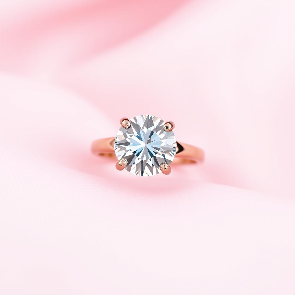 A clean and tidy image of a jewelry piece, specifically a ring with a sparkling gemstone