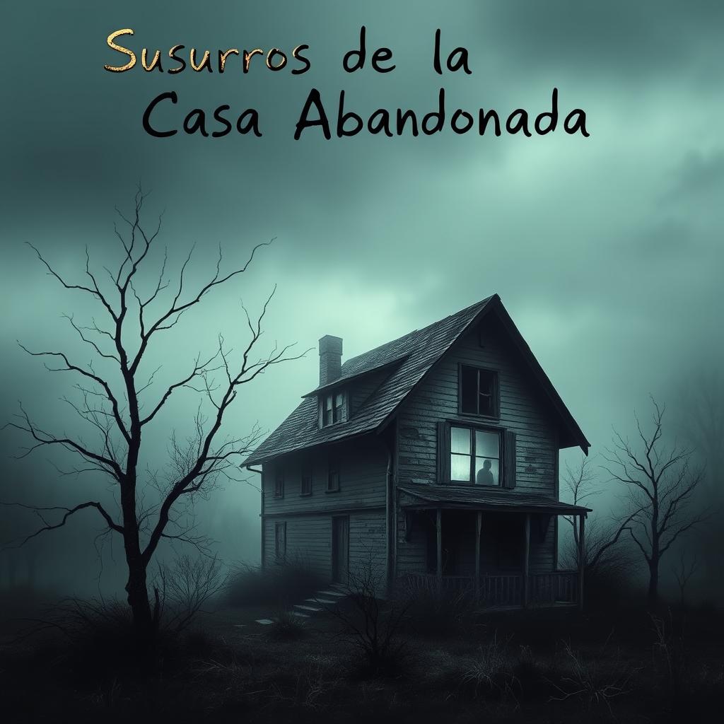 A simple yet eerie horror book cover depicting a haunting house surrounded by a dark, ominous atmosphere