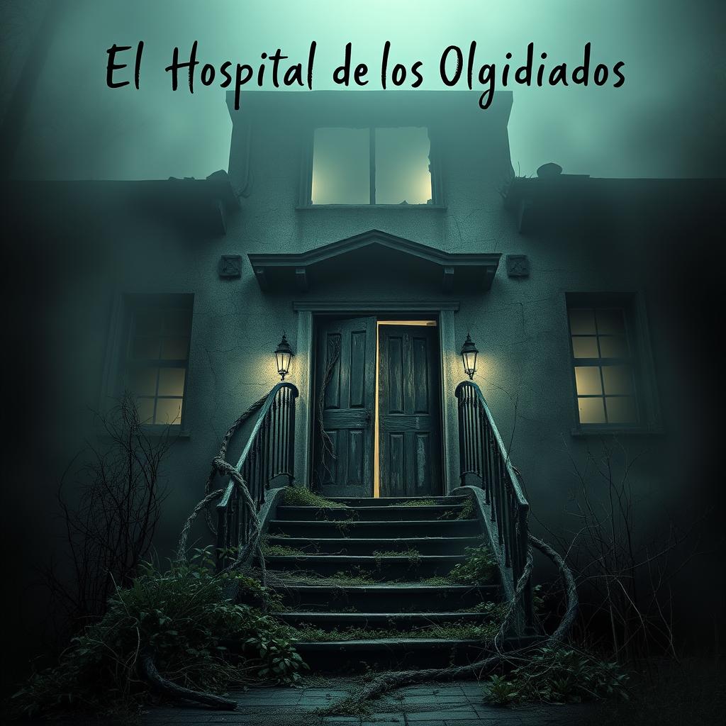 A simple yet chilling horror book cover depicting a very paranormal hospital with a foreboding presence
