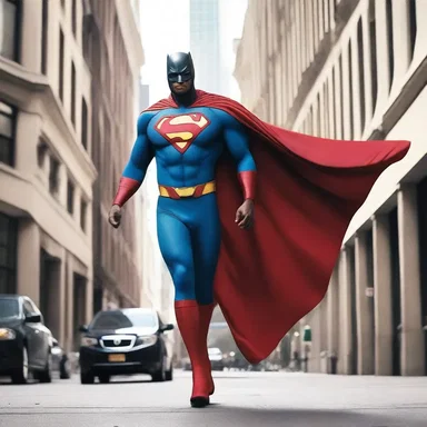 The superhero's alar cape billowed behind him as he flew through the city.