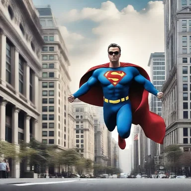 The superhero's alar cape billowed behind him as he flew through the city.