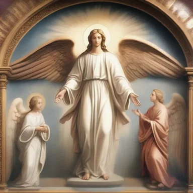 The angelic beings in the religious mural at the church had alar forms with magnificent wings.