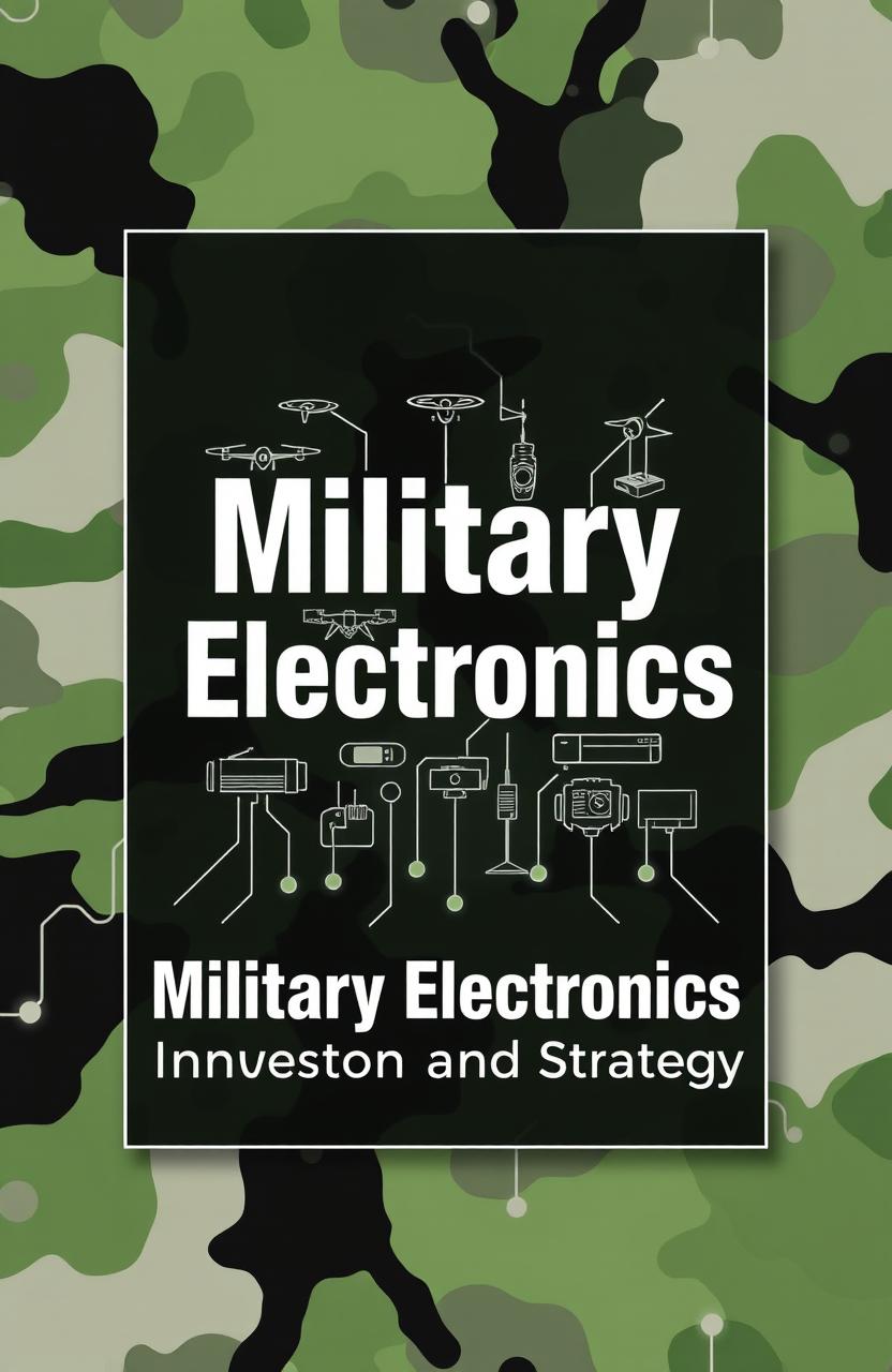 A professional book cover design for an electronics book, emphasizing military concepts