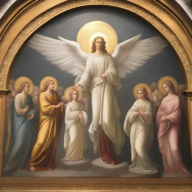 The angelic beings in the religious mural at the church had alar forms with magnificent wings.