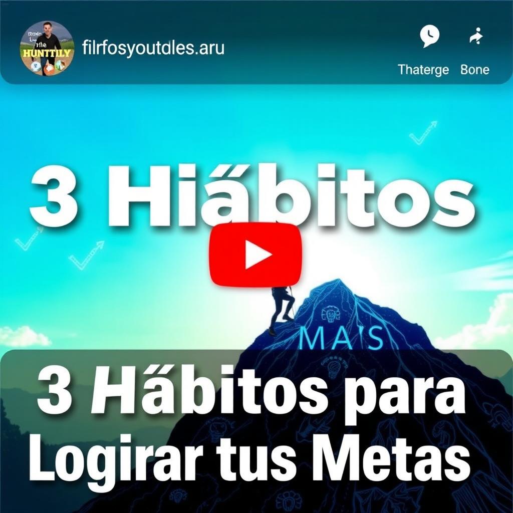 A captivating YouTube thumbnail showcasing the title '3 Hábitos para Lograr tus Metas' prominently displayed