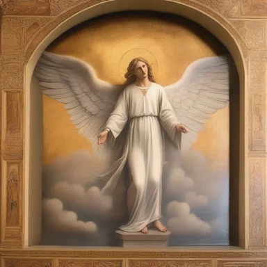 The angelic beings in the religious mural at the church had alar forms with magnificent wings.