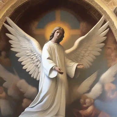 The angelic beings in the religious mural at the church had alar forms with magnificent wings.