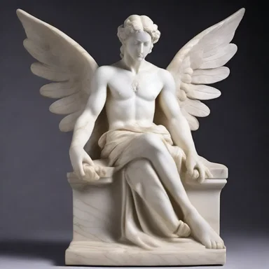 The artist sculpted an alar figure with elegant wing-shaped features out of marble.