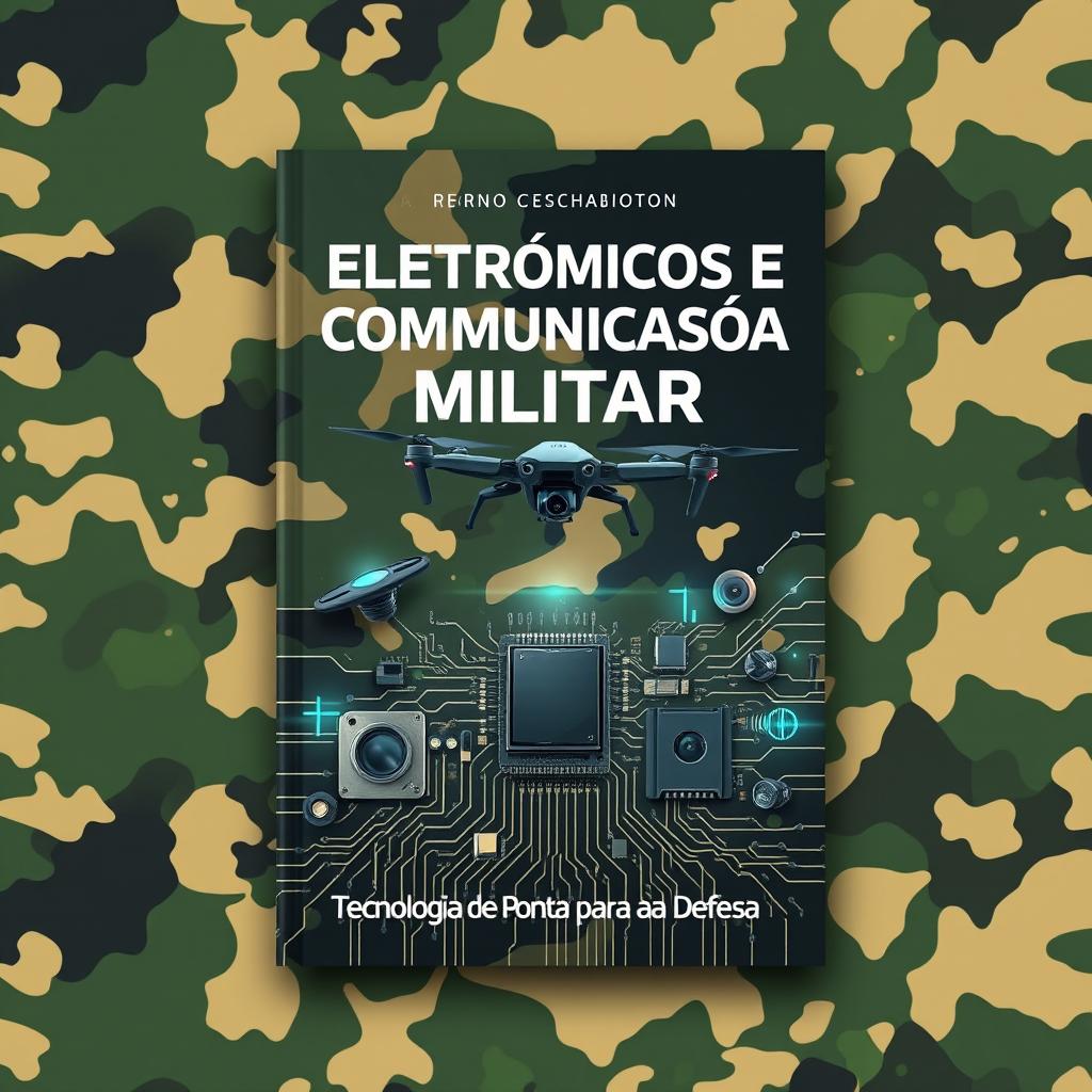 A striking and professional book cover design for an electronics book, emphasizing military concepts
