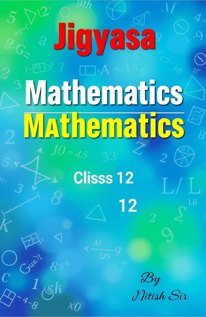 A vibrant and engaging book cover for a mathematics textbook titled 'Jigyasa Mathematics - Class 12'