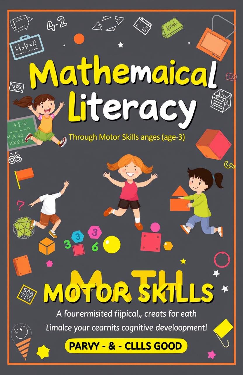 A creative book cover design focused on the theme of mathematical literacy through motor skills activities for early childhood cognitive development
