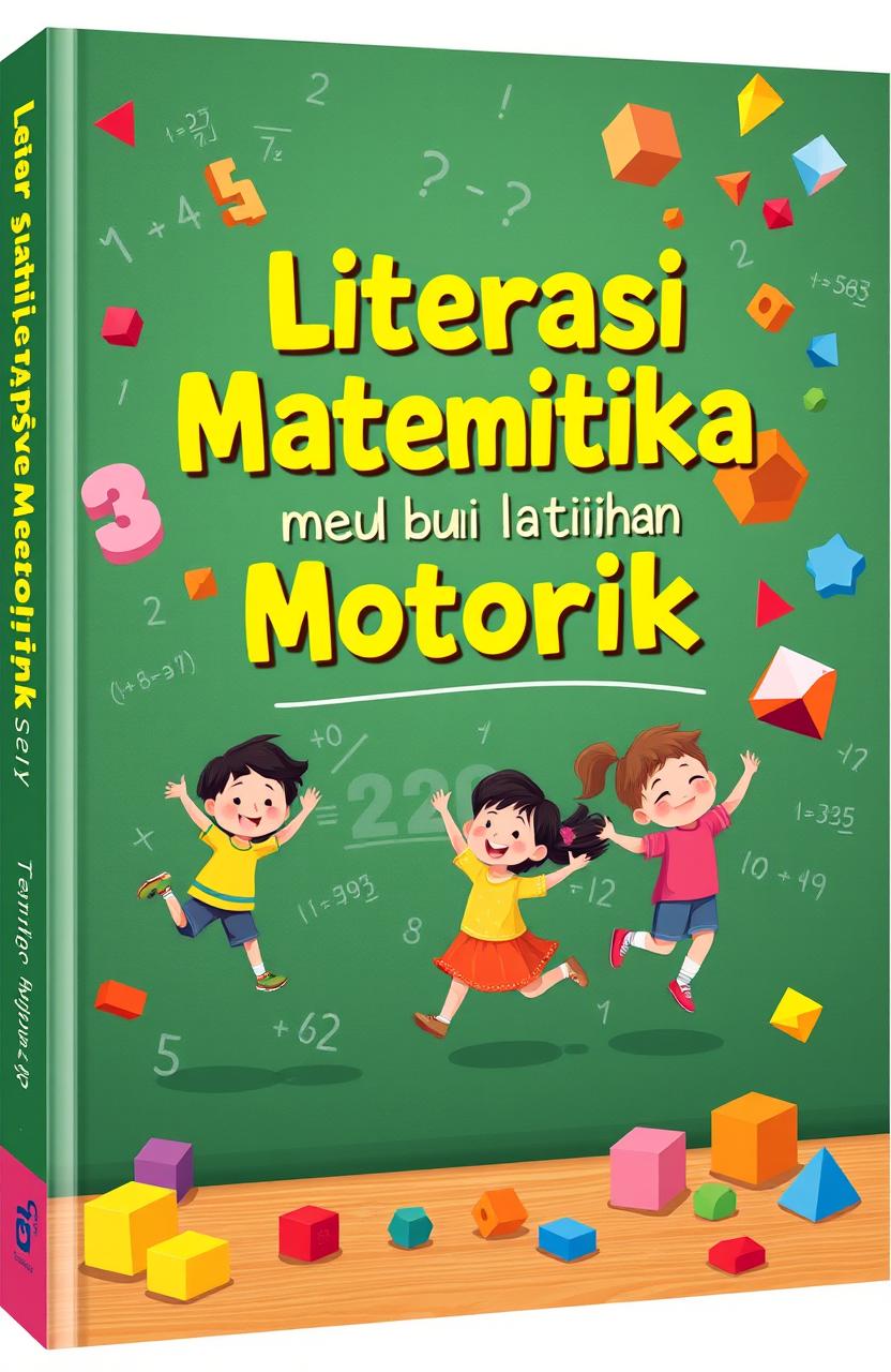 A book cover design featuring the theme of mathematical literacy through motor skills for early childhood cognitive development