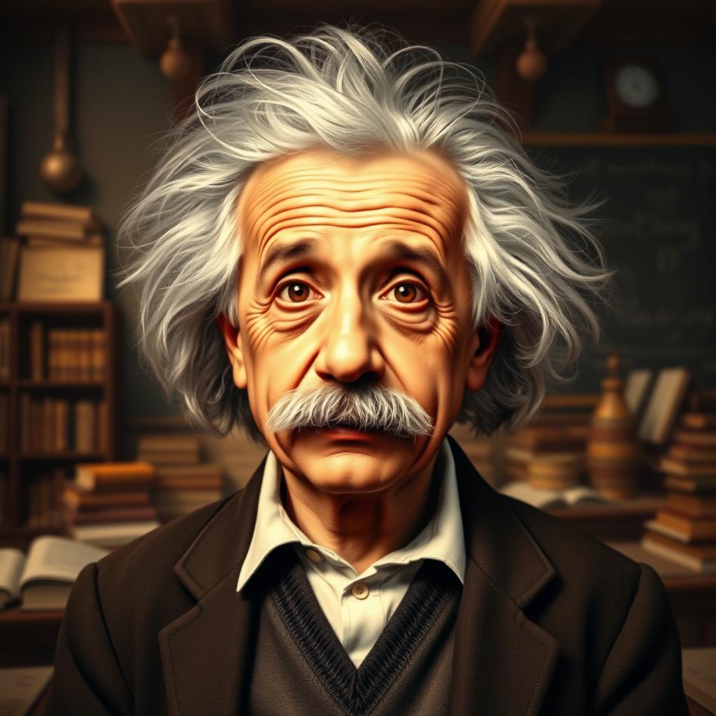 A beautiful portrait of Albert Einstein at a young age, capturing the essence of his genius