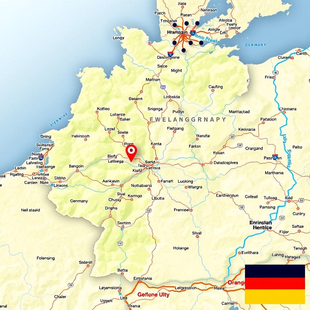 A detailed map of Germany highlighting the city of Ulm