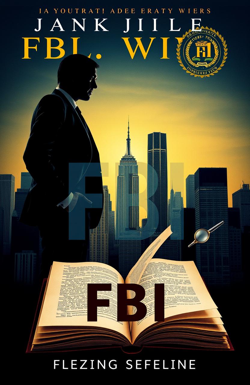 A striking book cover design featuring a silhouette of a man in a suit, standing confidently against a city skyline filled with tall skyscrapers, symbolizing wealth and ambition
