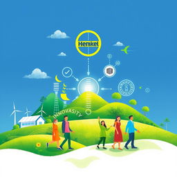 An artistic representation of the core values of Henkel, embodying sustainability, innovation, and diversity