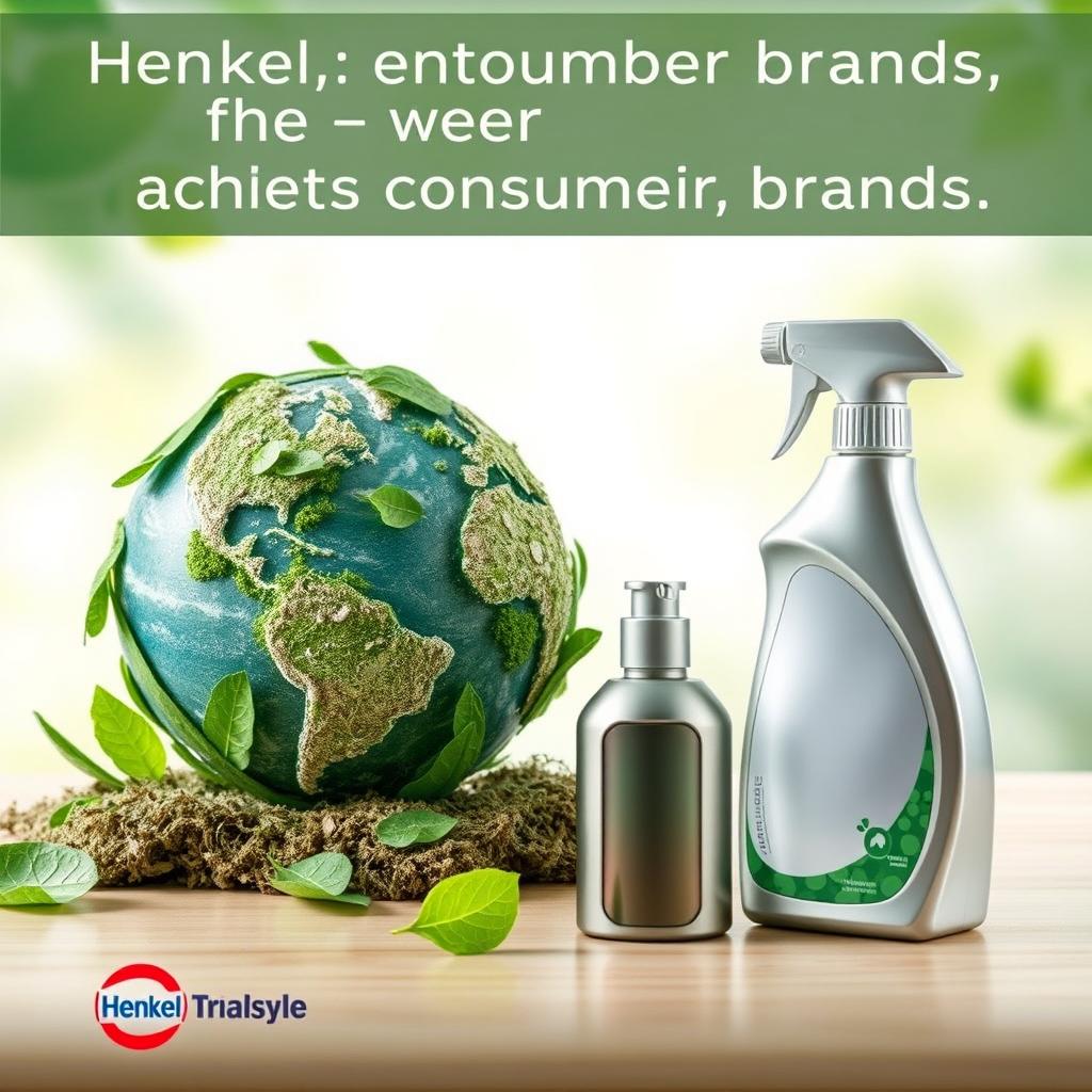 A visually engaging composition that showcases the core values of Henkel consumer brands, represented through symbolic elements like sustainability, innovation, and quality
