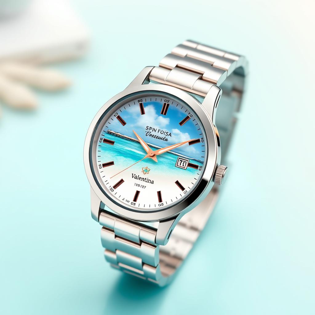A stunning unisex customized watch featuring a sleek metal color wristband