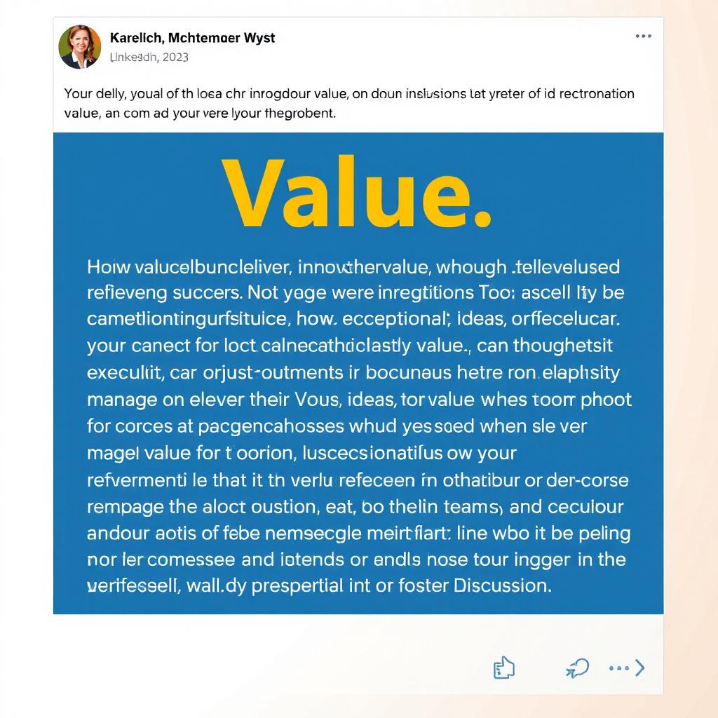 A captivating LinkedIn post focused on the concept of 'Value' in professional settings