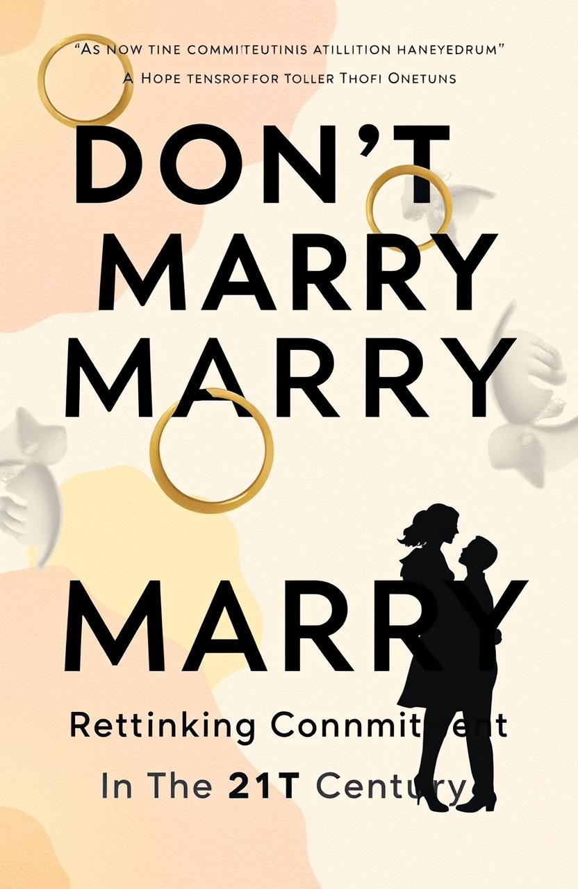 A thought-provoking and modern book cover design for 'Don't Marry: Rethinking Commitment in the 21st Century'