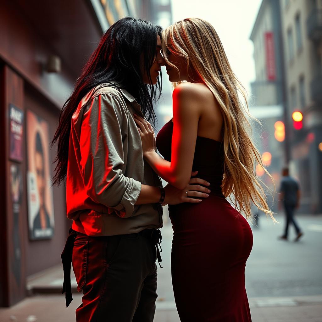 A passionate and forbidden romance between two women in an urban setting