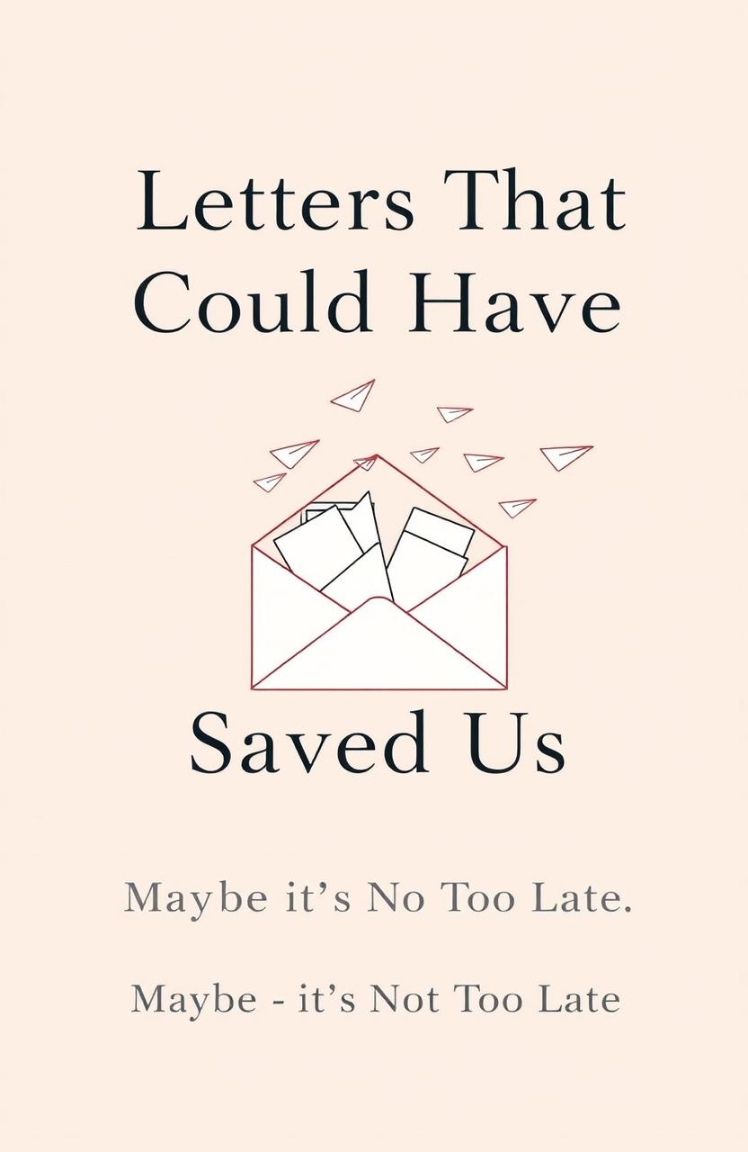 A minimalist book cover featuring a soft pastel background, showcasing chic line art of an open envelope spilling out letters that either sprout wings or fold into tiny paper planes