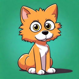 A charming and vibrant digital cartoon image of a fluffy, adorable feline