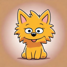 A charming and vibrant digital cartoon image of a fluffy, adorable feline