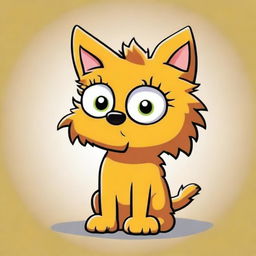 A charming and vibrant digital cartoon image of a fluffy, adorable feline