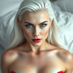 A full-body portrait of an attractive Russian woman with white skin