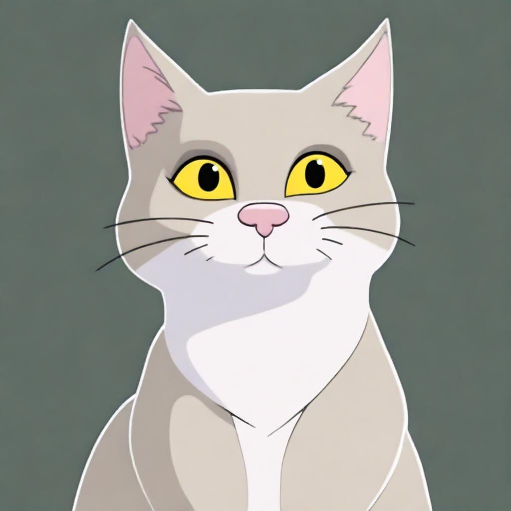 A delightful digital cartoon image showcasing a mature feline, full of grace and elegance