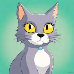 A delightful digital cartoon image showcasing a mature feline, full of grace and elegance