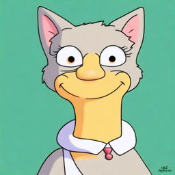 A delightful digital cartoon image showcasing a mature feline, full of grace and elegance