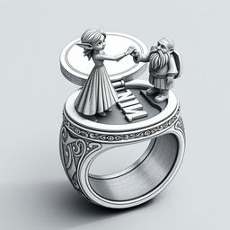 A detailed blueprint of a ring featuring a hinged lid