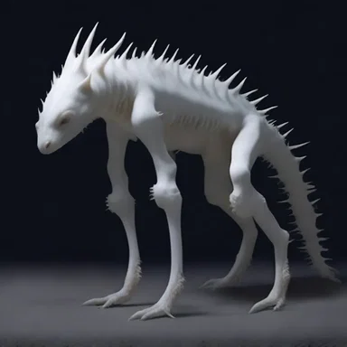 The albinal creature emerged from the shadows, its pale skin glowing in the moonlight, sending a chill down their spines.